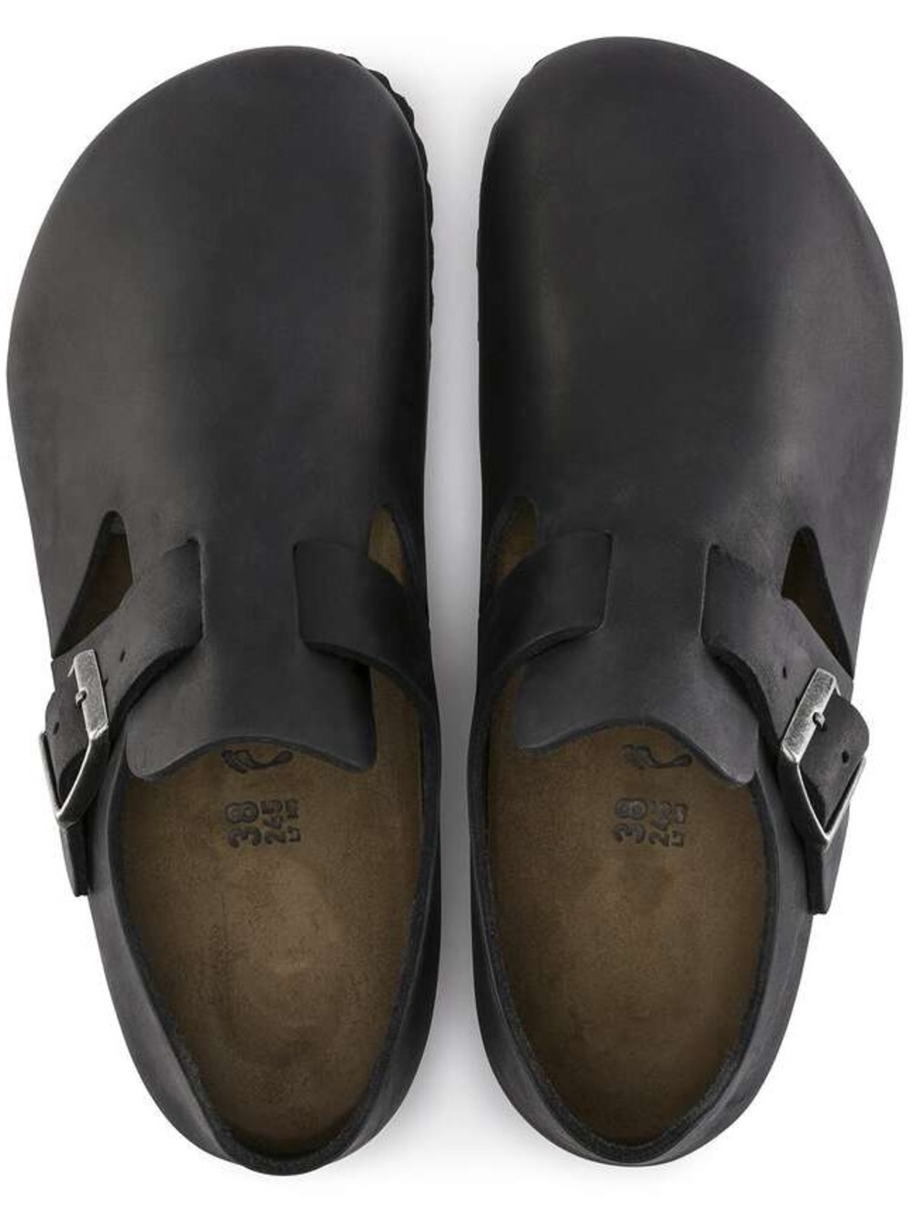 London Oiled Leather Birkenstock Black closed toe Slip-On Buckle Shoes - Picture 10 of 10